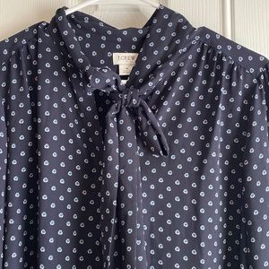 J Crew Long Sleeve Floral Blouse with Tie
